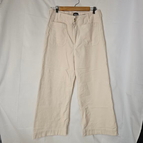 Anthropologie by Maeve The Colette Corduroy Crop Wide-Leg Pants Ivory size 32 - Picture 6 of 11